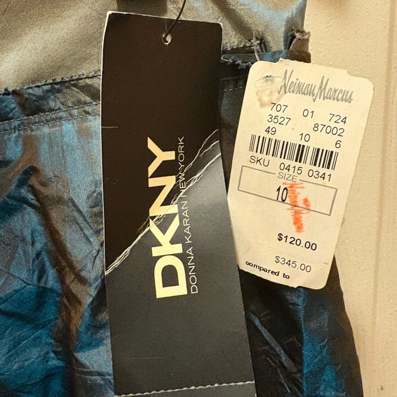 DKNY 100% Silk Pleated Midi Skirt in Opal Blue Gray – Size 10 NWT ($345 Retail) - Picture 2 of 16